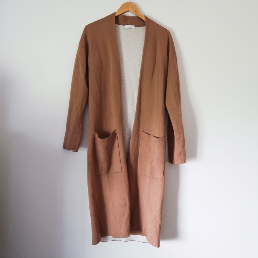 Babaton Dark Tan Cardigan Sweather with Pockets